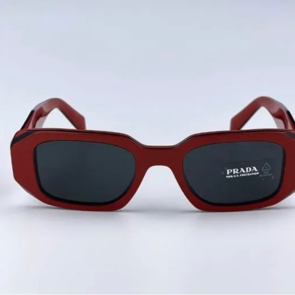 NEW Prada PR17WS 12N5S0 Orange Black Dark Grey Rectangle Unisex Sunglasses - Picture 4 of 15